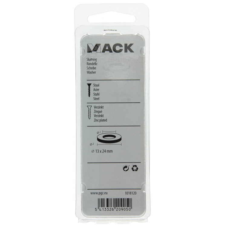 Mack 1018120 - sluitring staal verzinkt 30 st 13 x 24 mm | 5 stuks