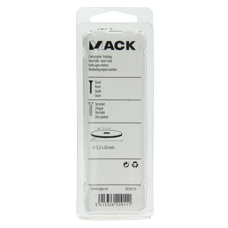 Mack 1018123 - carrosserie sluitring verzinkt80 st 5,2 x 20 mm | 5 stuks