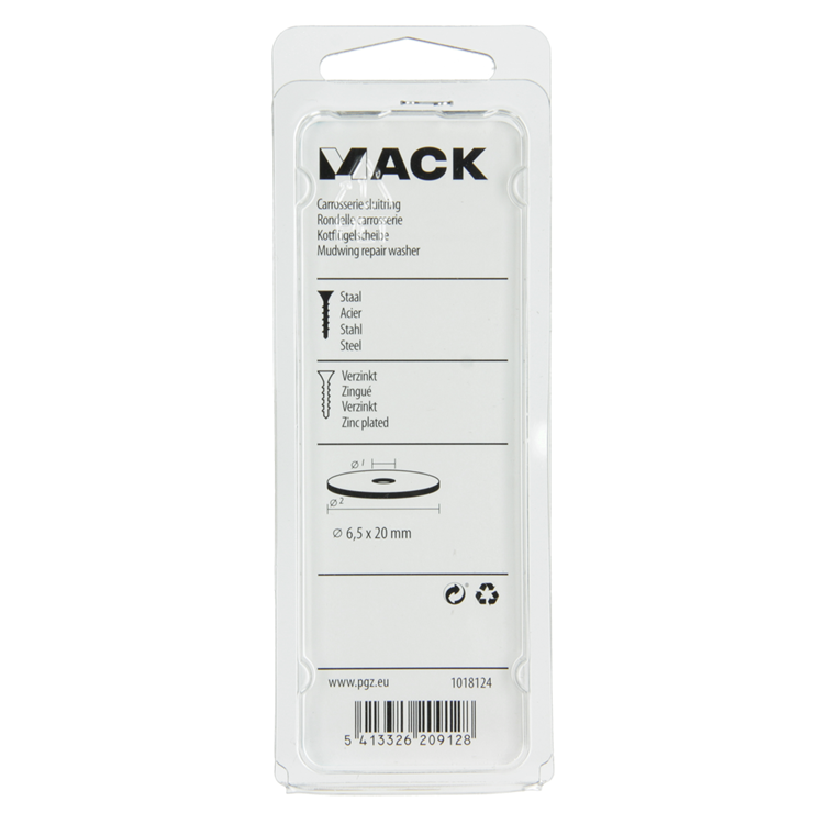Mack 1018124 - carrosserie sluitring verzinkt80 st 6,5 x 20 mm | 5 stuks