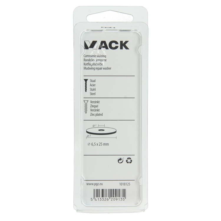 Mack 1018125 - carrosserie sluitring verzinkt55 st 6,5 x 25 mm | 5 stuks