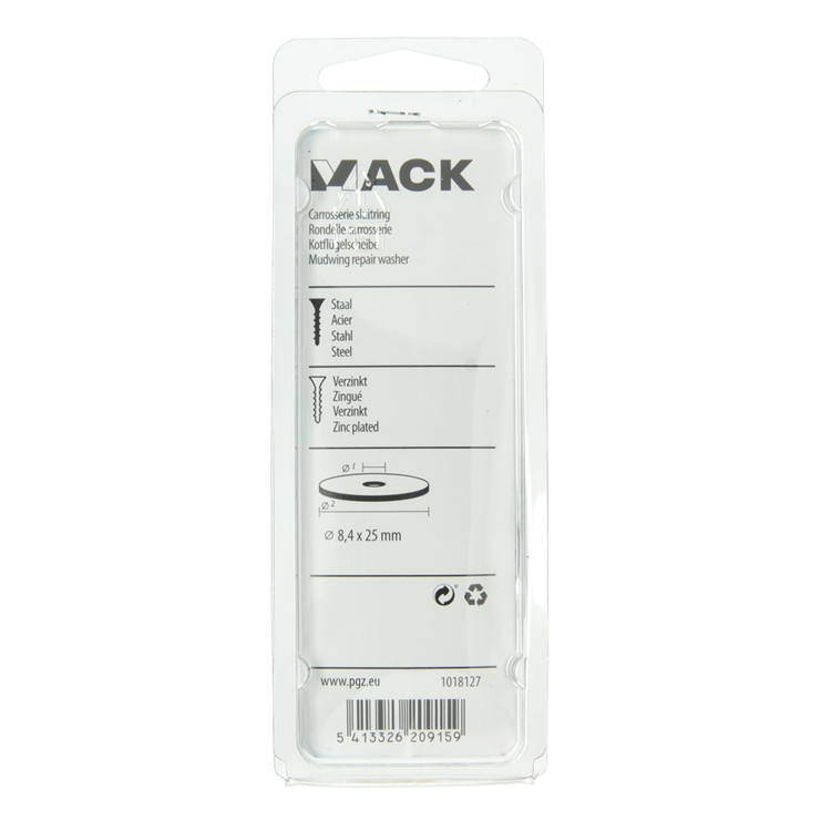 Mack 1018127 - carrosserie sluitring verzinkt55 st 8,4 x 25 mm | 5 stuks