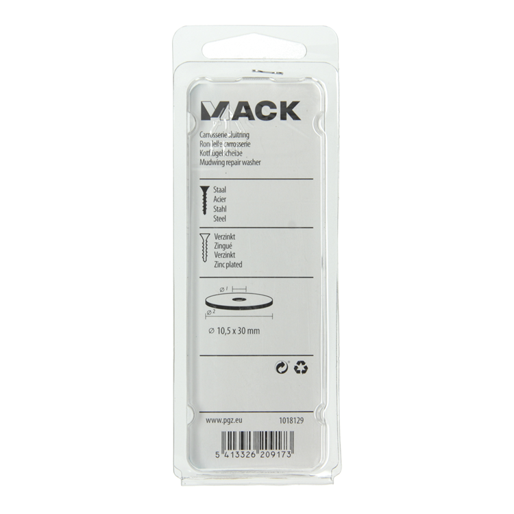Mack 1018129 - carrosserie sluitring verzinkt40 st 10,5 x 30 mm | 5 stuks