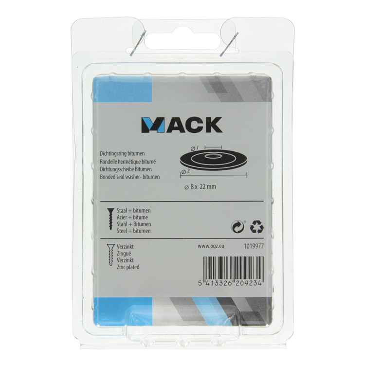 Mack 1019977 - dichtingsring bitumen verzinkt60 st 8 x 22 mm | 5 stuks