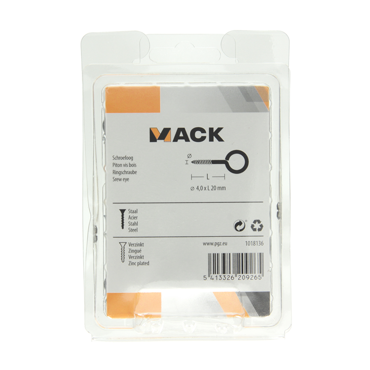 Mack 1018136 - schroefoog staal verzinkt 40st 4,0 x 20 mm | 5 stuks