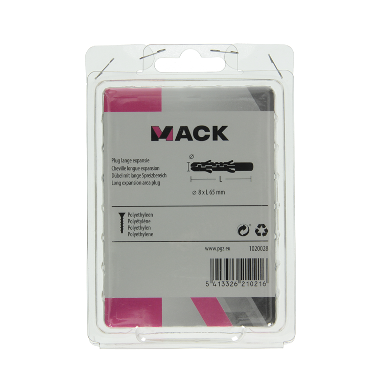 Mack 1020028 - plug lange expansie polyethyl 35 st 8 x 65 mm | 3 stuks
