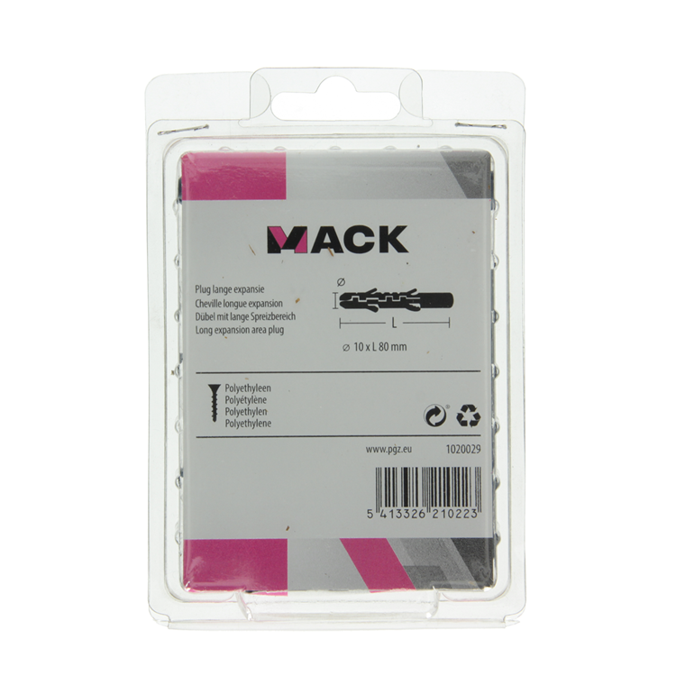 Mack 1020029 - plug lange expansie polyethyl 24 st 10 x 80 mm | 3 stuks