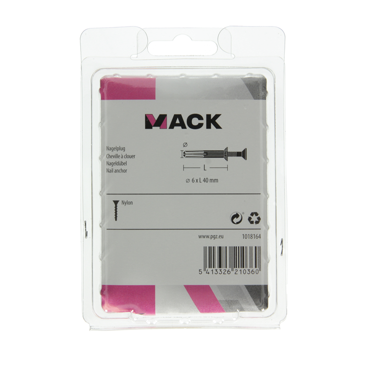 Mack 1018164 - nylon nagelplug polyamide 38 st 6 x 40 mm | 3 stuks