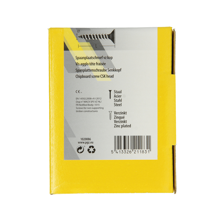 Mack 1020086 - spaanplaatschroef vz kop geelvz 200 st 3,5 x 40 mm | 5 stuks