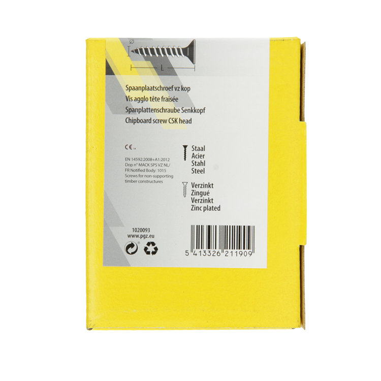Mack 1020093 - spaanplaatschroef vz kop geelvz 200 st 4,0 x 35 mm | 5 stuks