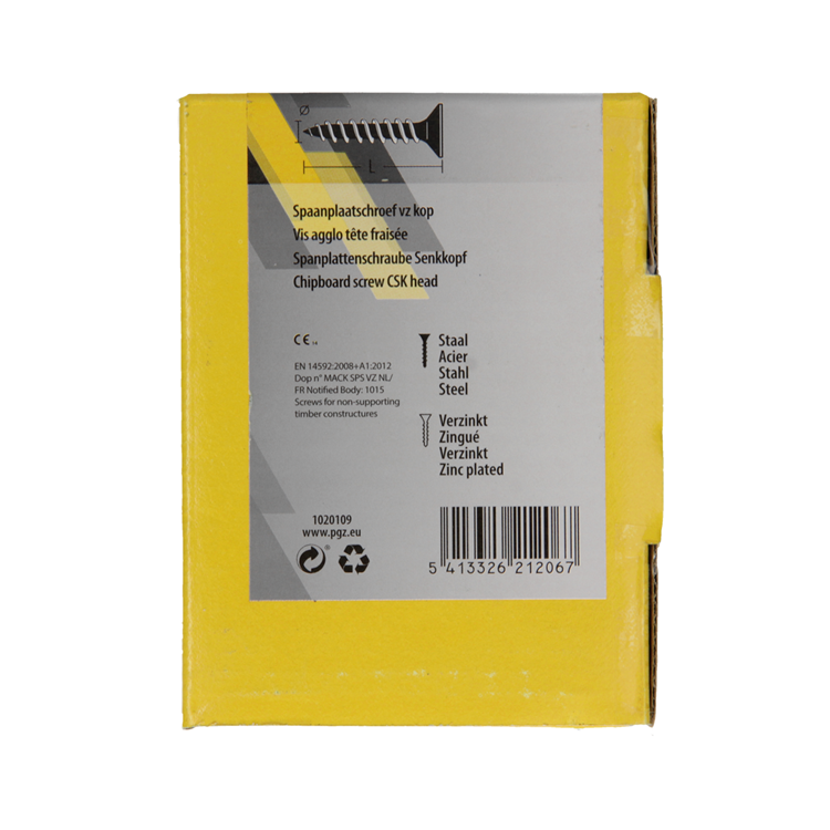 Mack 1020109 - spaanplaatschroef vz kop geel vz 200 st 5,0 x 20 mm | 5 stuks