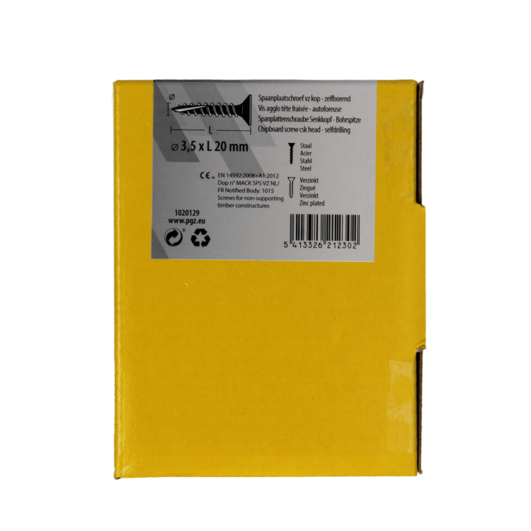 Mack 1020129 - spaanplaatschroef vz kp-zelfb.gvz 200st 3,5 x 20 mm | 5 stuks