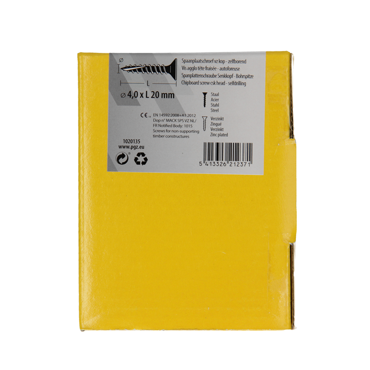 Mack 1020135 - spaanplaatschroef vz kp-zelfb.gvz 200st 4,0 x 20 mm | 5 stuks