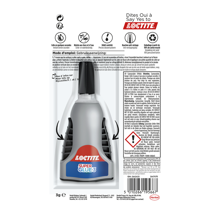 Loctite power control 3 g | unieke doseerfles voor precieze toepassing | sterke secondelijm voor alles | multifunctioneel voor diverse materialen | gemakkelijk te gebruiken voor snelle reparaties en multitoepassingen