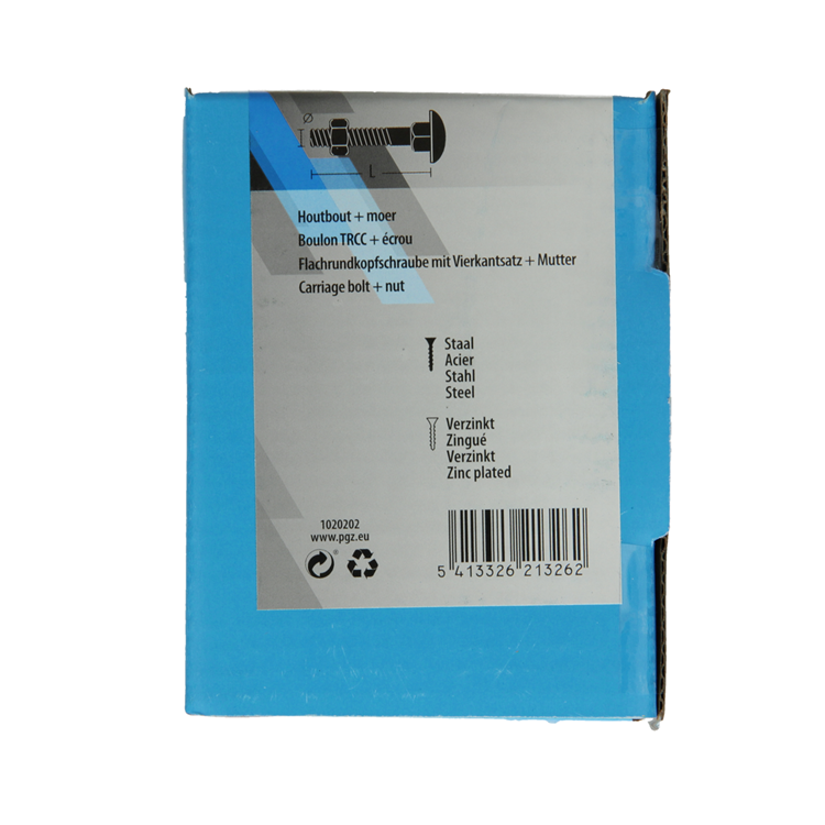 Mack 1020202 - houtbout + moer verzinkt 20 stm6 x 80 mm | 5 stuks