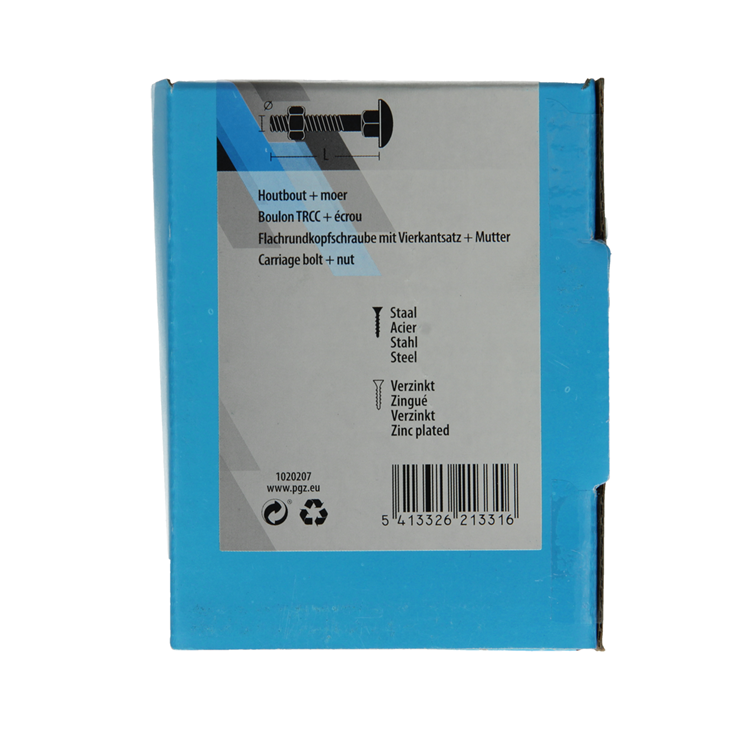 Mack 1020207 - houtbout + moer verzinkt 18 stm8 x 60 mm | 5 stuks