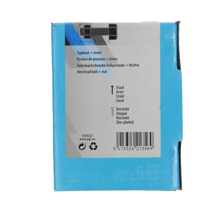Mack 1020222 - tapbout + moer verzinkt 16 st m8 x 60 mm | 5 stuks