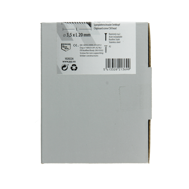 Mack 1020226 - spaanplaatschroef vz kop inox a2 200 st 3,5 x 20 mm | 2 stuks