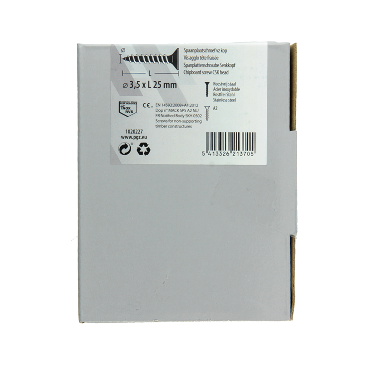 Mack 1020227 - spaanplaatschroef vz kop inox a2 200 st 3,5 x 25 mm | 2 stuks