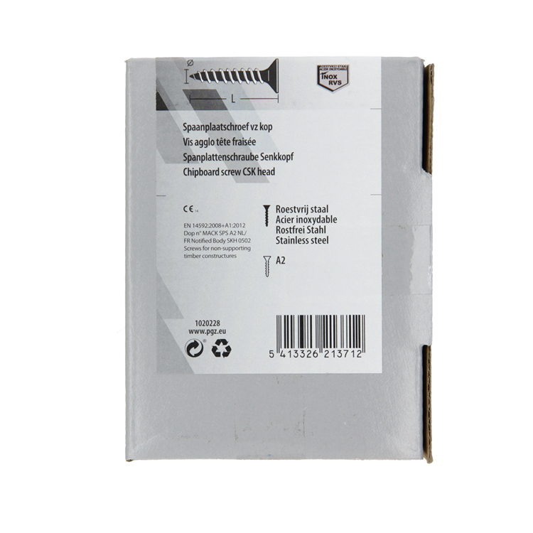 Mack 1020228 - spaanplaatschroef vz kop inox a2 200 st 3,5 x 30 mm | 2 stuks