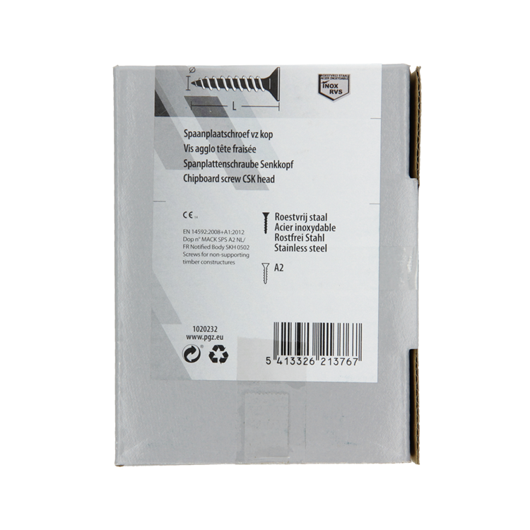 Mack 1020232 - spaanplaatschroef vz kop inox a2 200 st 4,0 x 25 mm | 2 stuks