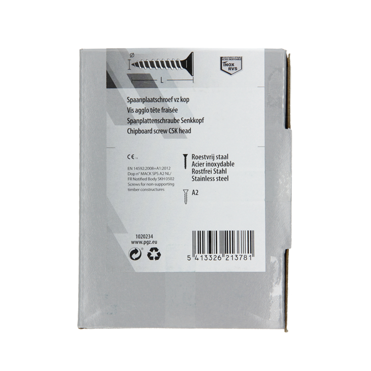 Mack 1020234 - spaanplaatschroef vz kop inox a2 200 st 4,0 x 35 mm | 2 stuks