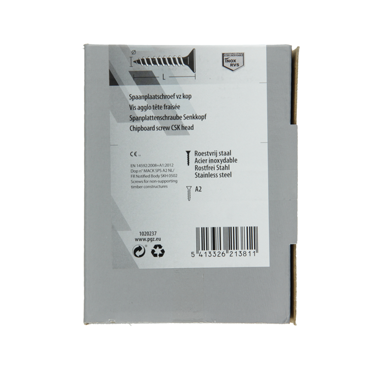 Mack 1020237 - spaanplaatschroef vz kop inox a2 100 st 4,0 x 50 mm | 2 stuks