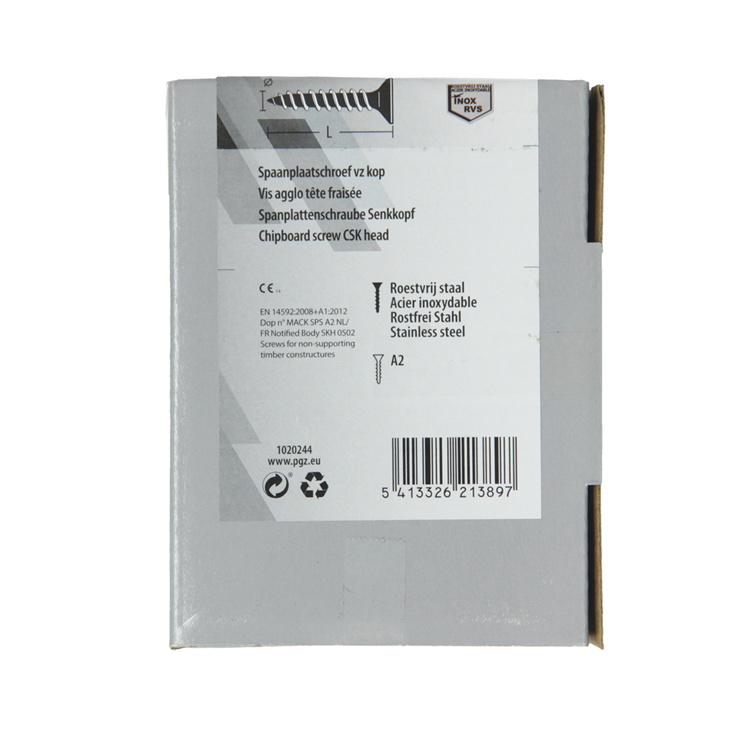 Mack 1020244 - spaanplaatschroef vz kop inox a2 100 st 5,0 x 40 mm | 2 stuks