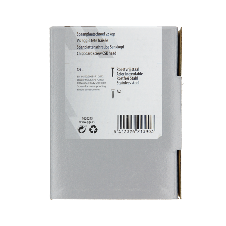 Mack 1020245 - spaanplaatschroef vz kop inox a2 100 st 5,0 x 50 mm | 2 stuks