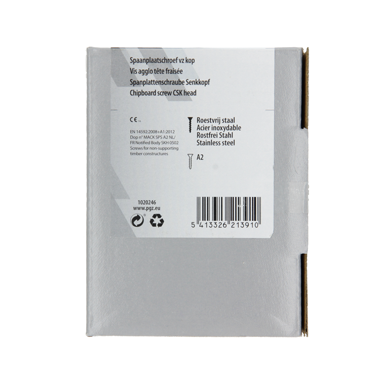 Mack 1020246 - spaanplaatschroef vz kop inox a2 100 st 5,0 x 60 mm | 2 stuks