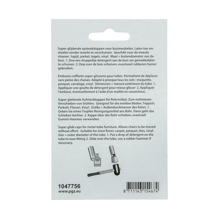 Mack 1047756 - super-glij-opsteekdop grijs ø 17 - 20 mm 4 st pcs | 6 stuks