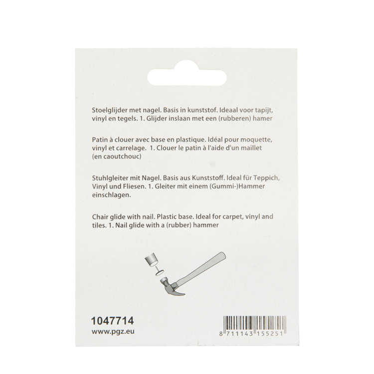 Mack 1047714 - stoelglijder nagel kunststof bruin ø 25 mm 8 st pcs | 6 stuks