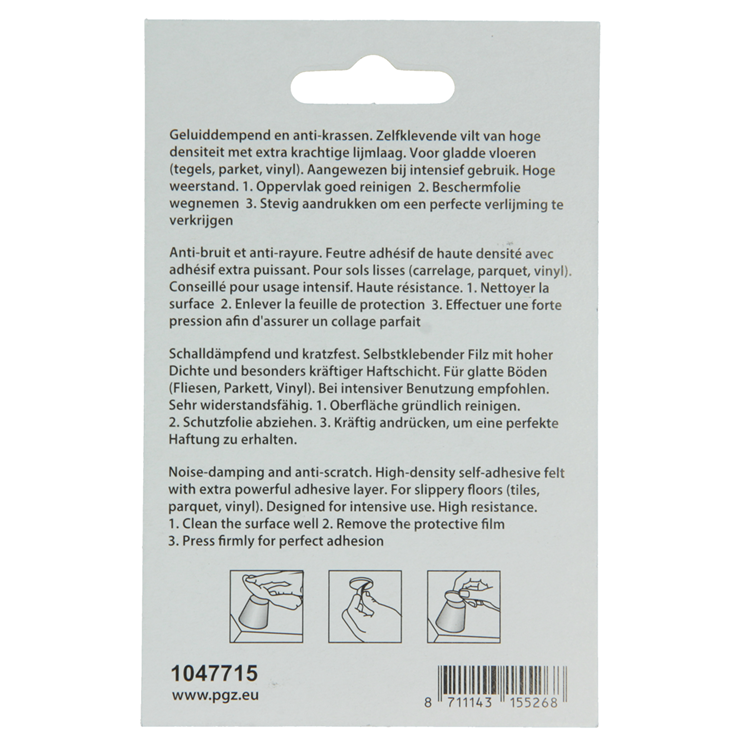 Mack 1047715 - viltpastille zelfklevend wit 25 x 25 mm 12 st pcs | 12 stuks