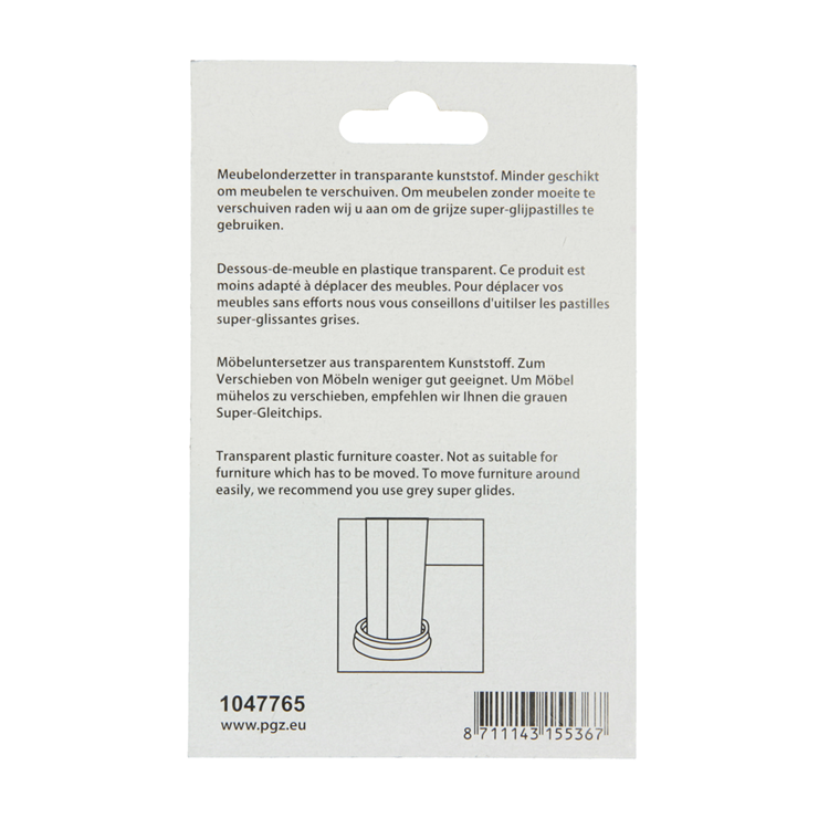 Mack 1047765 - meubelonderzetter kunststof transparant ø 35 mm 4 st pcs | 6 stuks