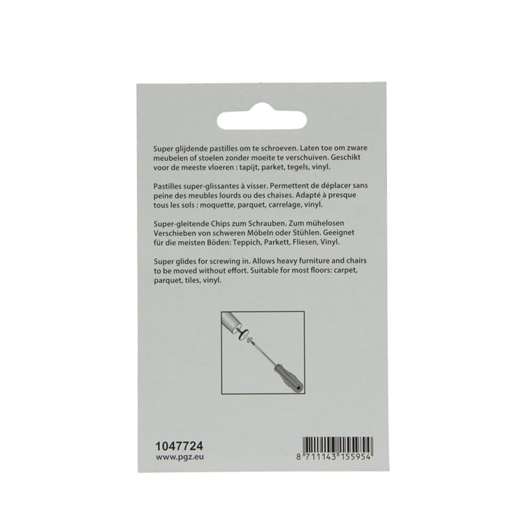 Mack 1047724 - glij-stoeldop met schroef grijs ø 38 mm 4 st pcs | 6 stuks