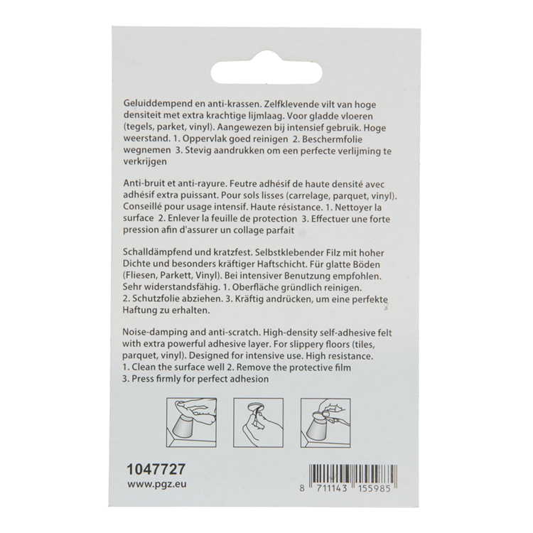 Mack 1047727 - viltpastille zelfklevend wit 19 x 19 mm 18 st pcs | 12 stuks