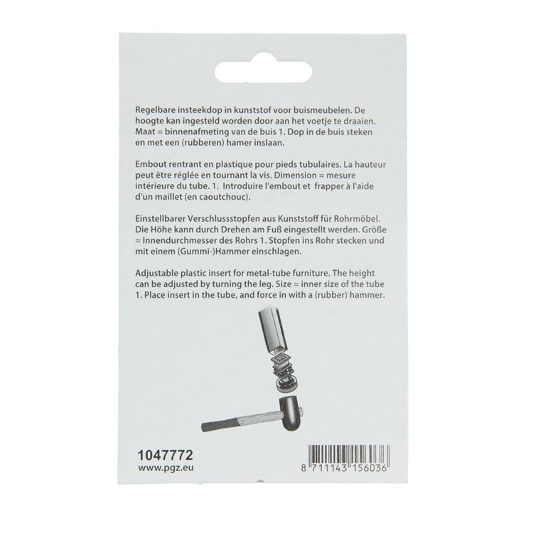 Mack 1047772 - regelbare insteekdop zwart 20 x 20 mm 2 st pcs | 6 stuks