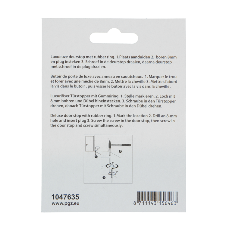 Mack 1047635 - deurstop cilindermodel inox look ø 30h25 mm 1 st pc | 6 stuks