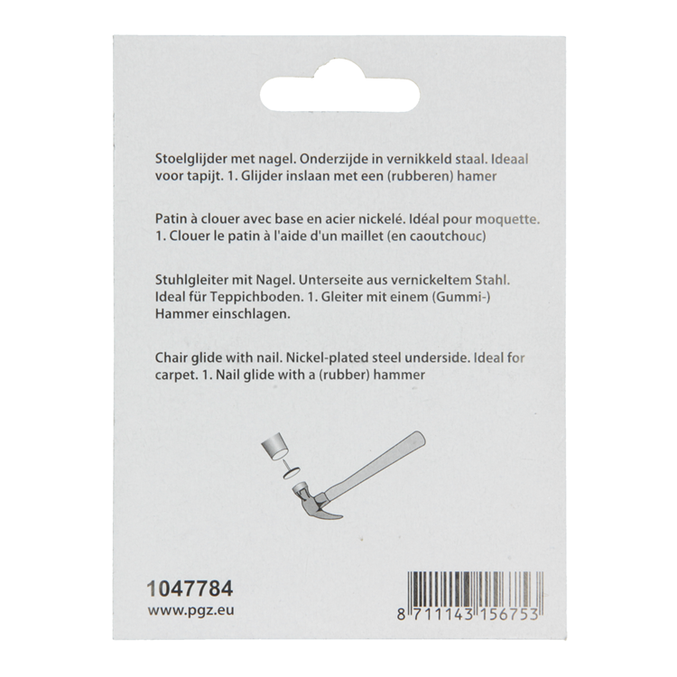 Mack 1047784 - stoelglijder nagel metaal chroom ø 18 mm 8 st pcs | 6 stuks