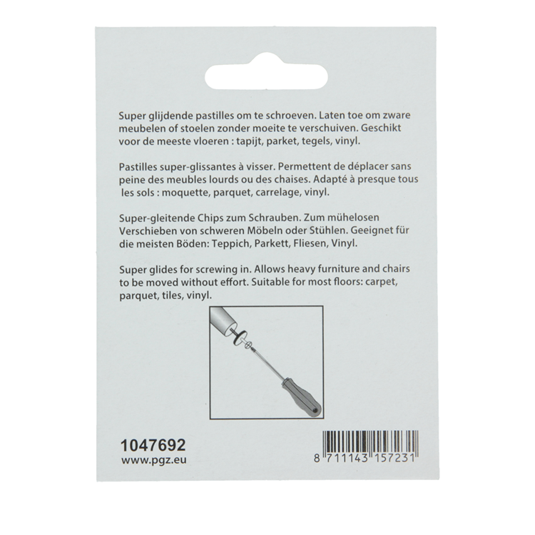 Mack 1047692 - glij-stoeldop met schroef grijs ø 22 mm 4 st pcs | 6 stuks