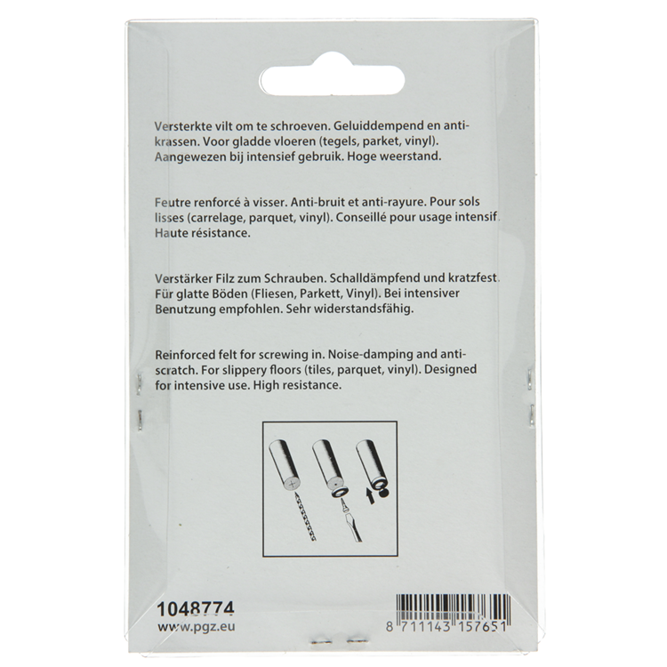 Mack 1048774 - versterkte vilt + schroef bruin ø 70 mm 4 st pcs | 6 stuks