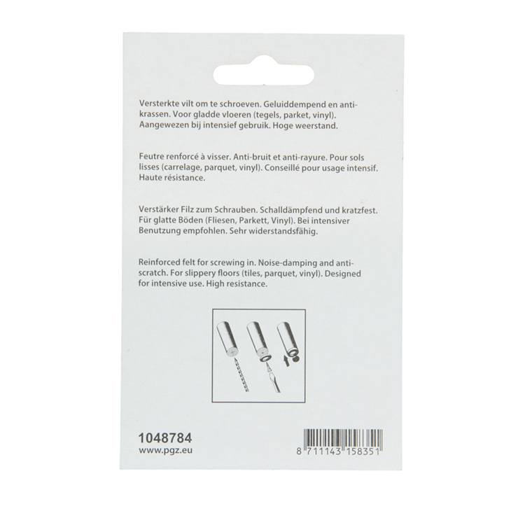 Mack 1048784 - versterkte vilt + schroef bruin ø 25 mm 8 st pcs | 6 stuks