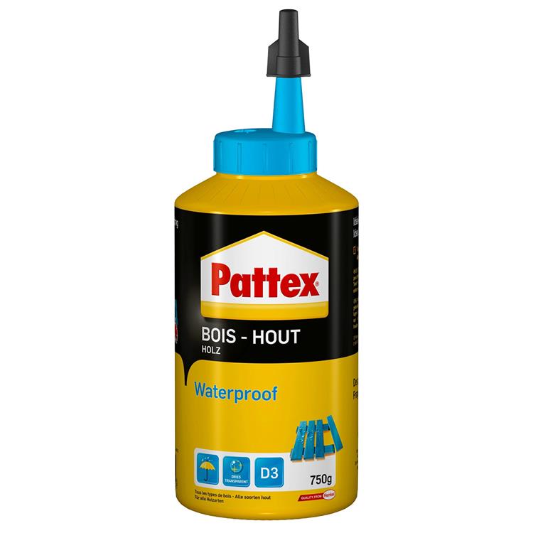 Pattex waterproof 750 g bottle | houtlijm waterhoudende lijm | hout lijm voorkomt water vocht schade | speciale houtlijm tegen vocht.