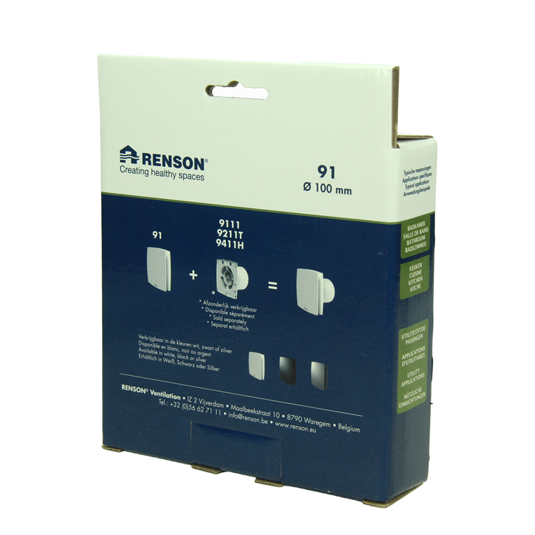 Renson 1069256 - mechanische ventilator cover (9x11-dia 100) 91w (wit) | 2 stuks