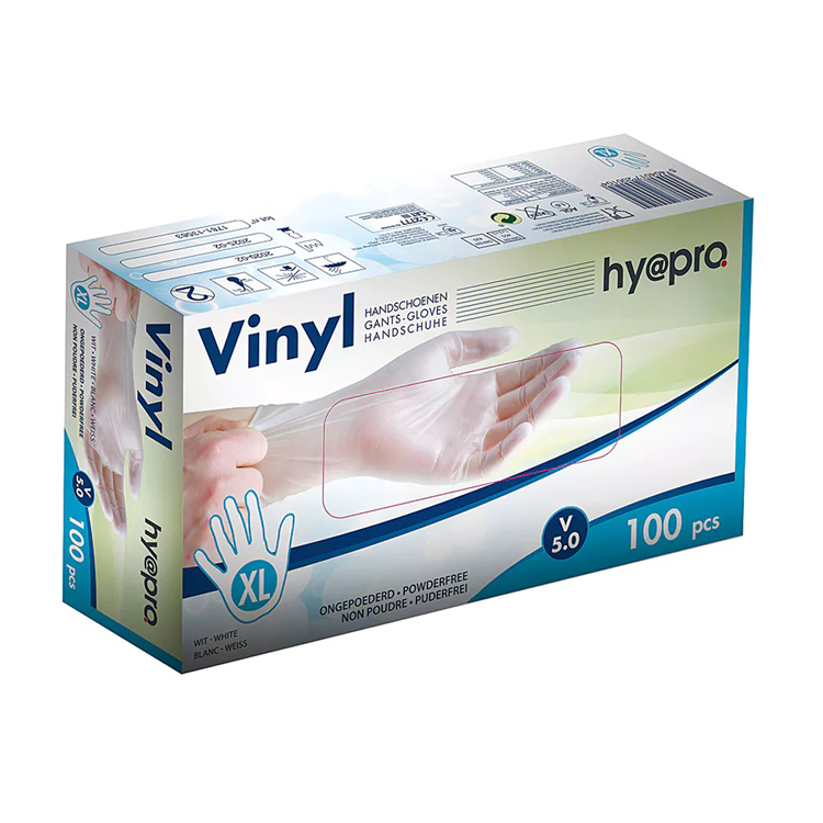 Hy@pro 1066460 - handschoen vinyl x-large wit ongepoederd doos 100st | 5 stuks