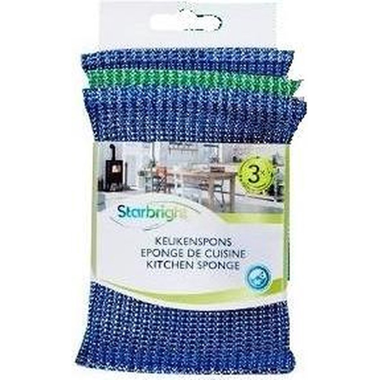 Starbright 1063299 - keukenspons 3 stuks sb 12,5x9,5cm | 6 stuks