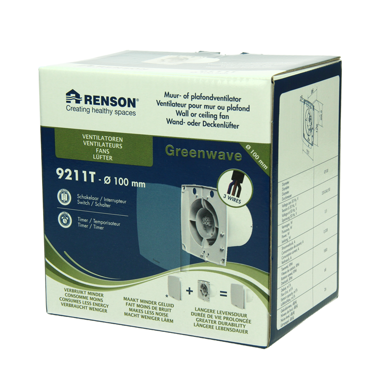Renson 1069251 - mech. ventilator met timer 9211t (dia 100) | 2 stuks