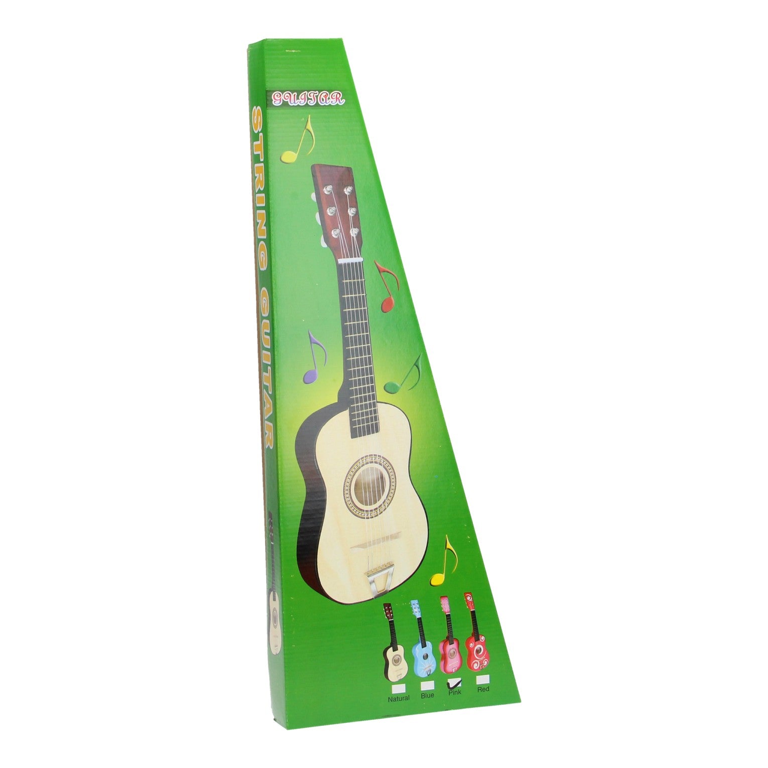 Playwood kindergitaar - roze houten speelgoedinstrument met 6 snaren