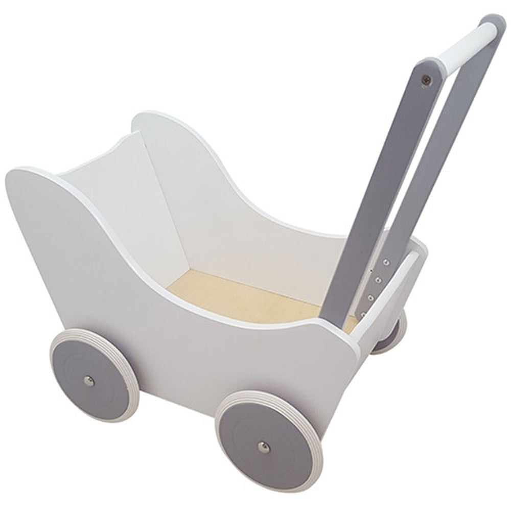 Playwood poppenwagen wit zilver