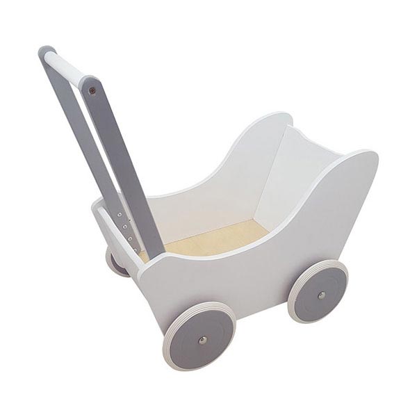 Playwood poppenwagen wit zilver