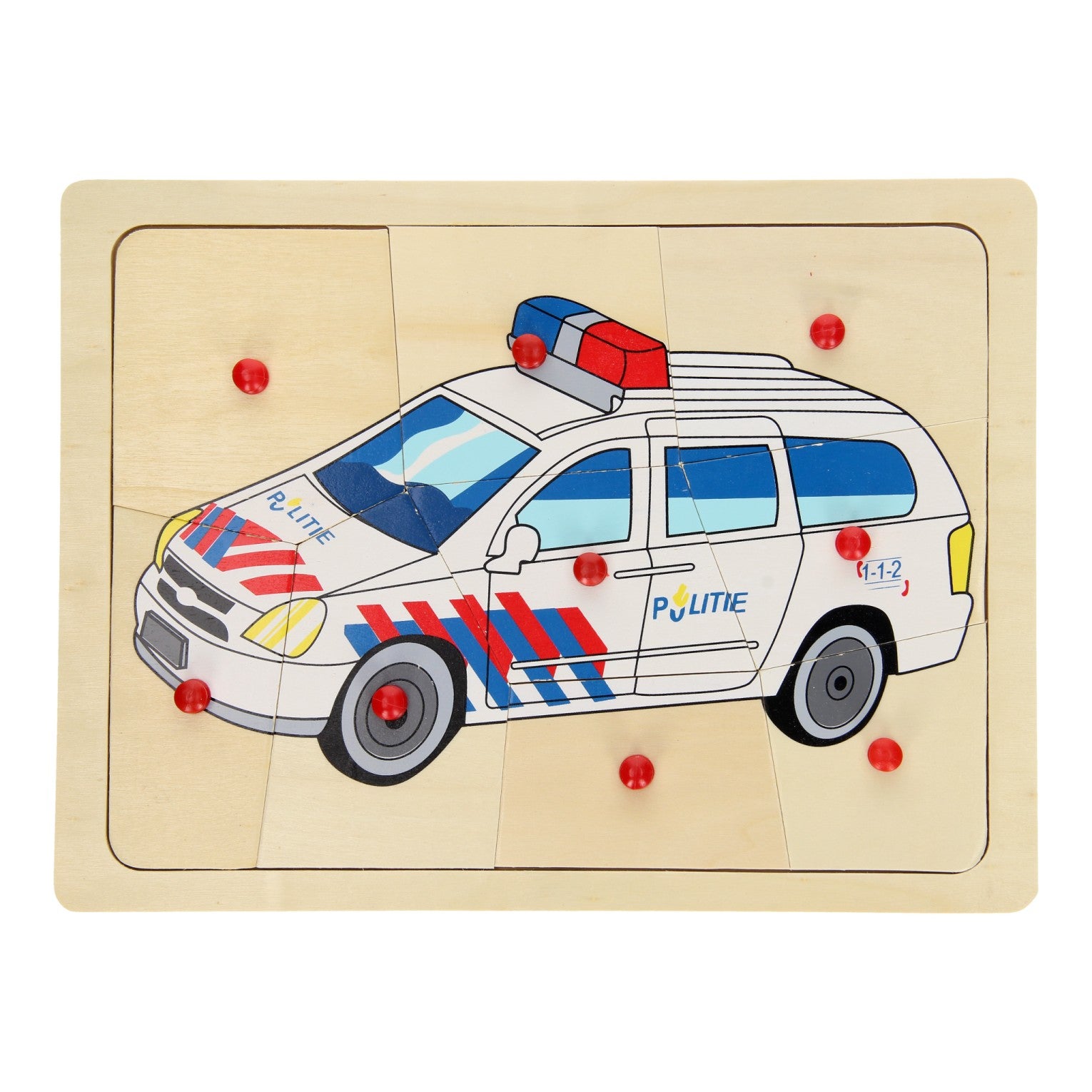 Playwood houten noppenpuzzel politie, 9st.